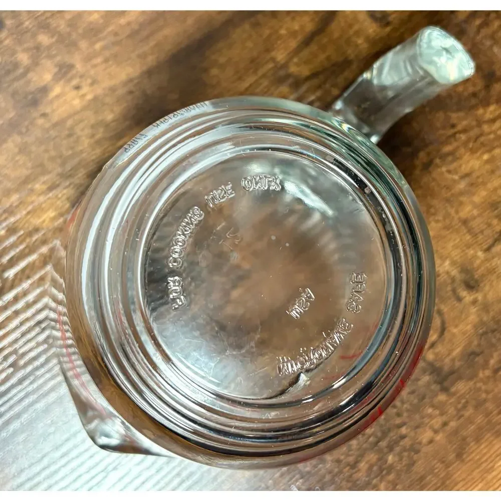 NWT Vtg Fire King 2 Cup 16oz 500ml Glass Measuring Cup Open Handle Red Letters